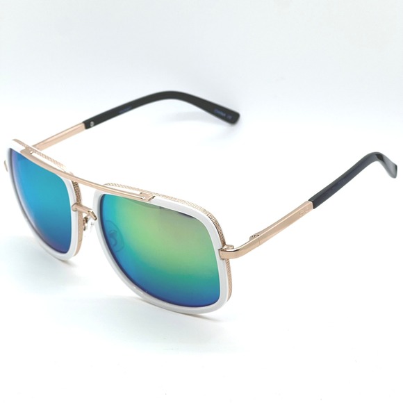 Classic Oval Sunglasses Fashionable Unisex Eyewear‎ Men Women White Frame Green - Picture 1 of 6